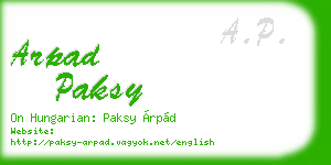 arpad paksy business card