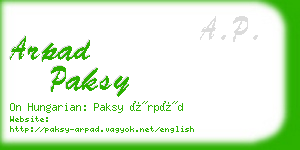 arpad paksy business card